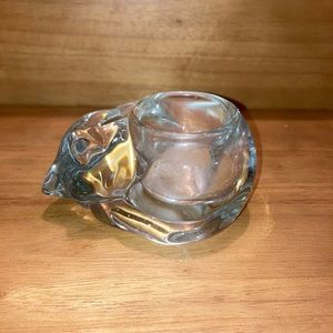 Glass Cat Candle Holder